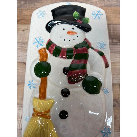 Ceramic Snowman Loaf Pan With Lid Winter Holiday Design New Debco - Picture 2 of 8